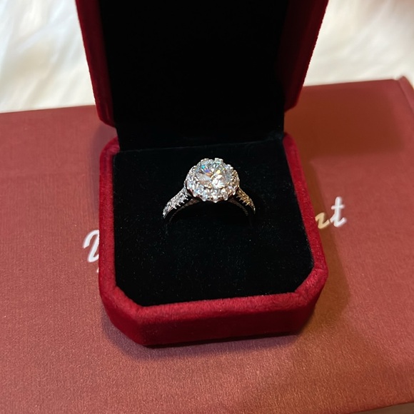 NEW💍2 Carat 925 Sterling Silver Moissanite Diamond 18K White Gold Plated… - Picture 14 of 17
